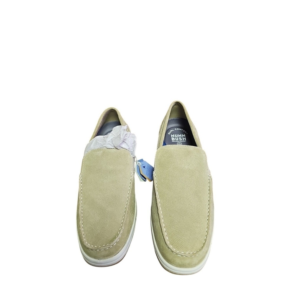 Nunn Bush Men's Beige Leather & Canvas Loafers Slip On Dual Comfort Shoes‎ 11.5